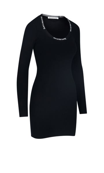 T BY ALEXANDER WANG Jacquard Logo Dress with Round Neckline