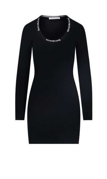 T BY ALEXANDER WANG Jacquard Logo Dress with Round Neckline