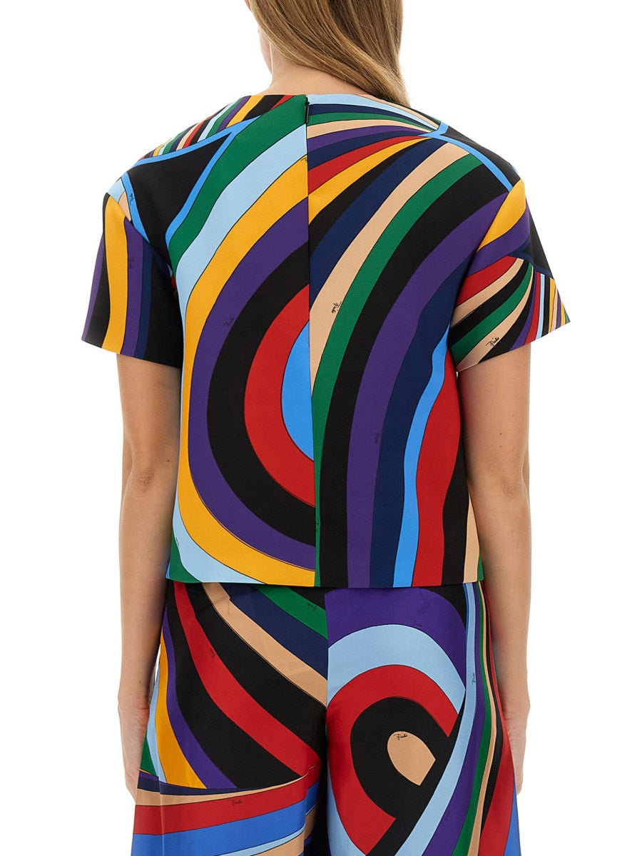 EMILIO PUCCI Regular Fit Cady T-Shirt for Women - Size 40 IT