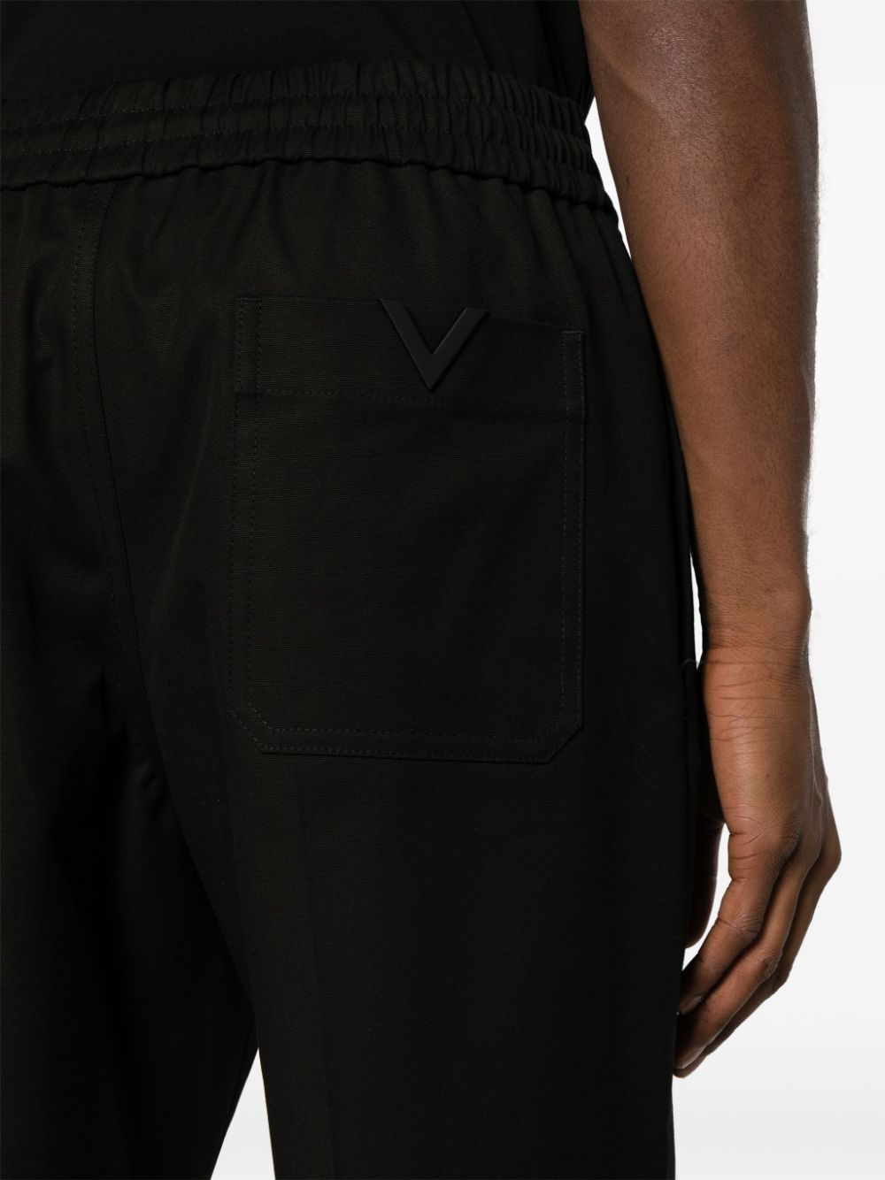 VALENTINO V-Detail Stretch Cotton Straight Leg Trousers