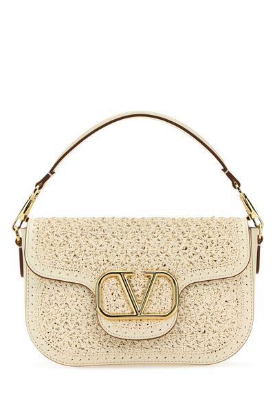 VALENTINO GARAVANI Mini Raffia and Leather Vlogo Handbag