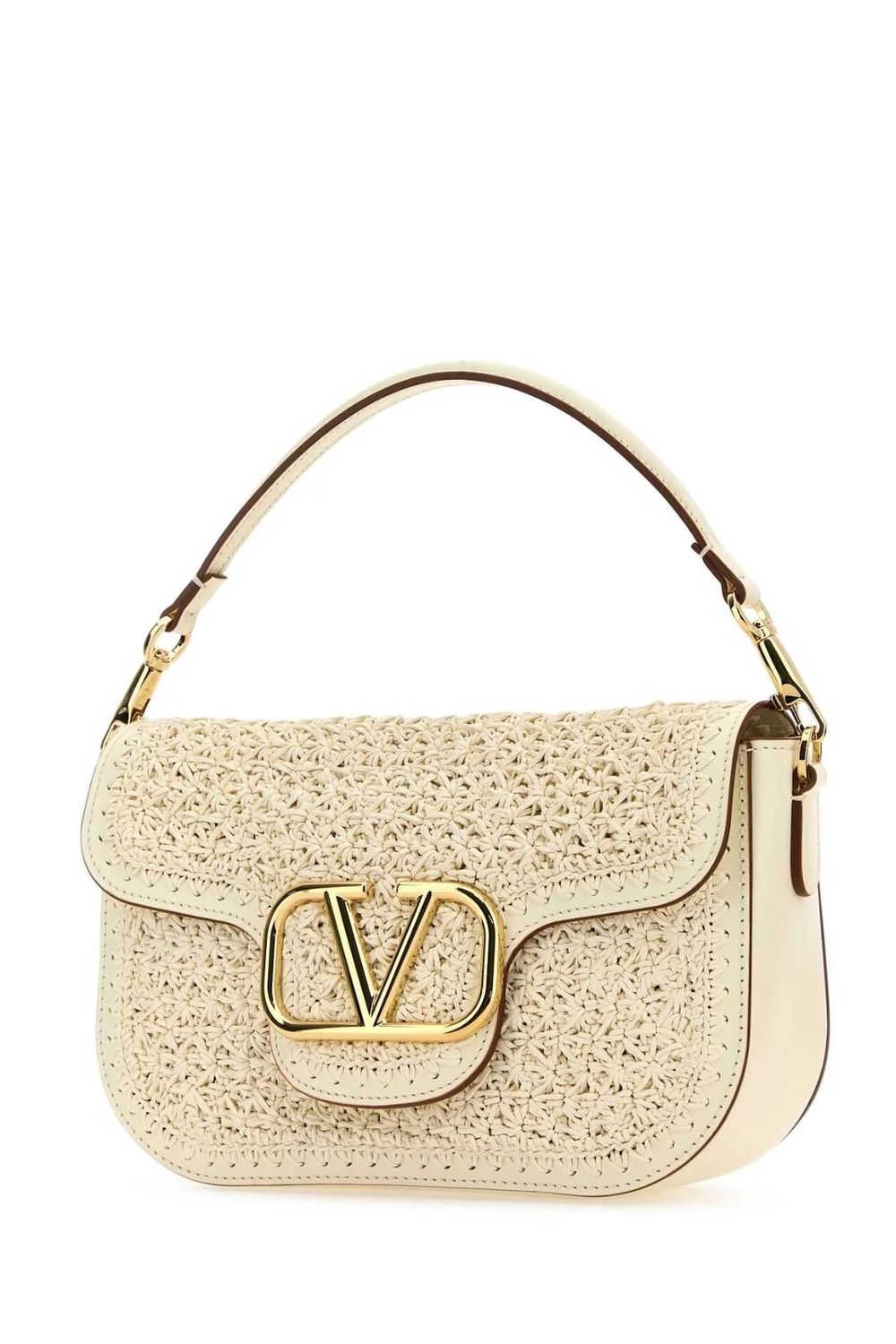 VALENTINO GARAVANI Mini Raffia and Leather Vlogo Handbag