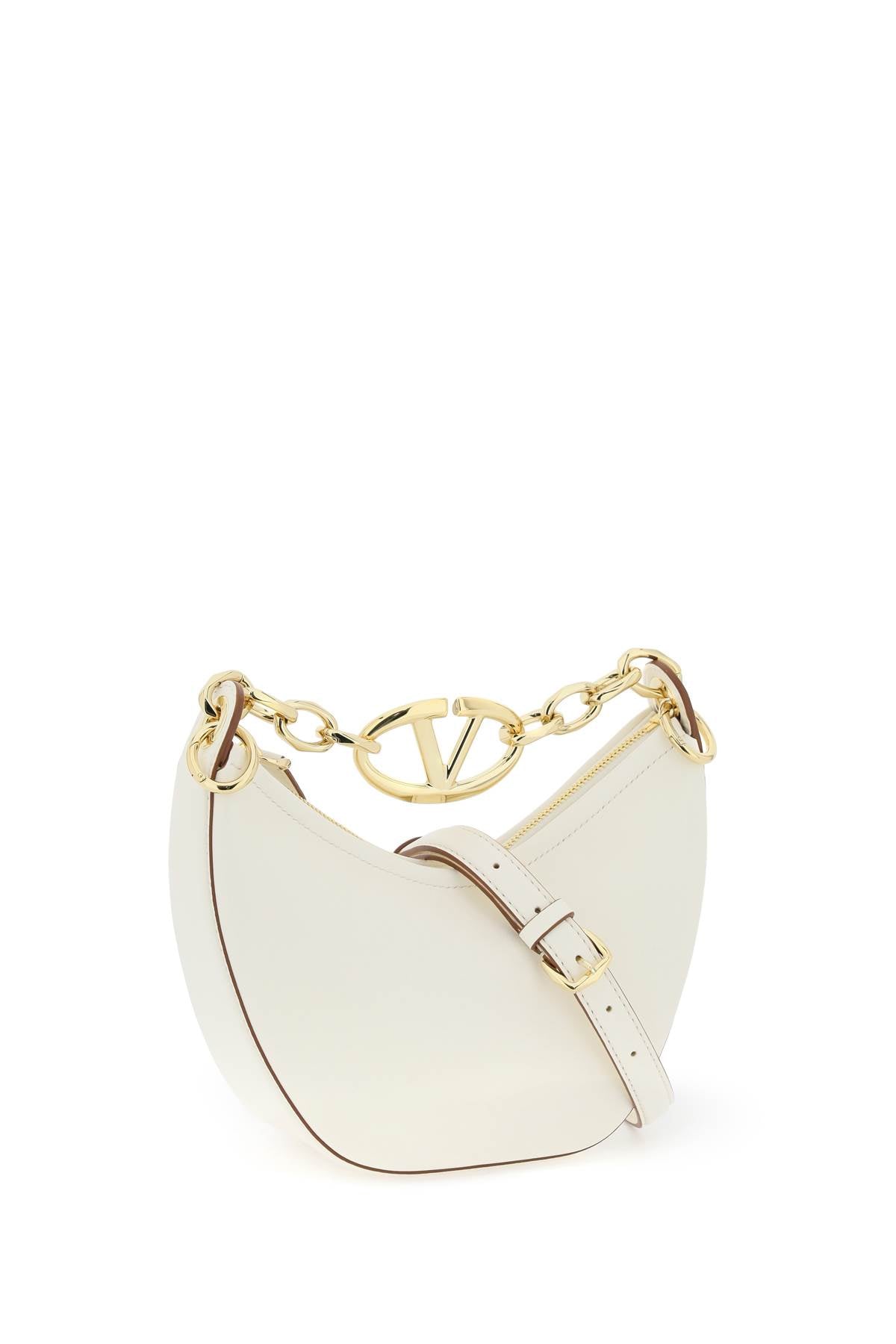 VALENTINO GARAVANI Mini Leather Hobo Handbag with Vlogo Moon Design