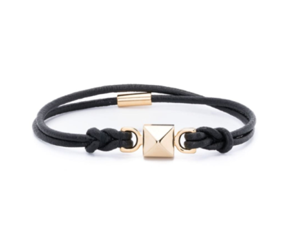 VALENTINO Rockstud Logo Engraved Bracelet with Braided Detail