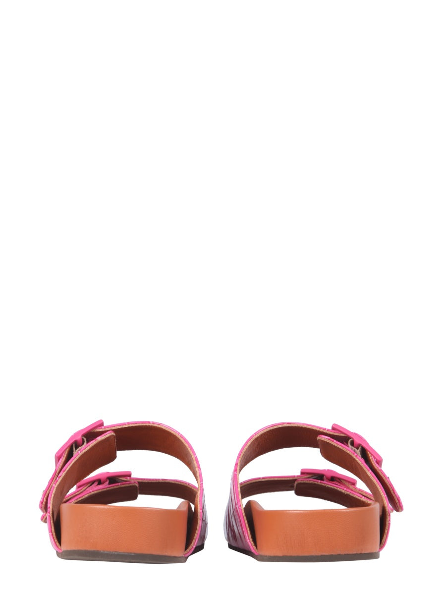 L'AUTRE CHOSE Coconut Print Leather Sandals
