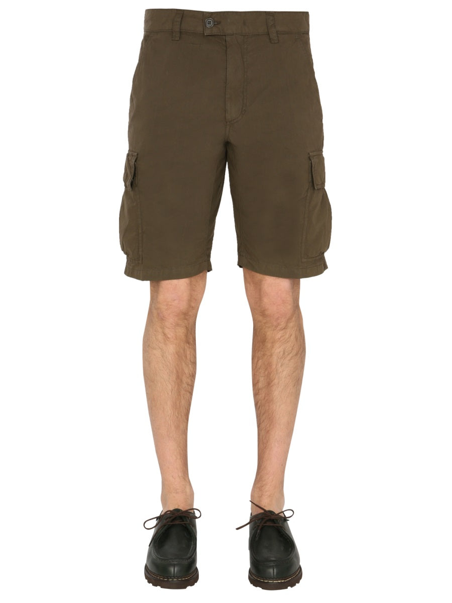 ASPESI Men's Cargo Shorts with Zip and Button Closure