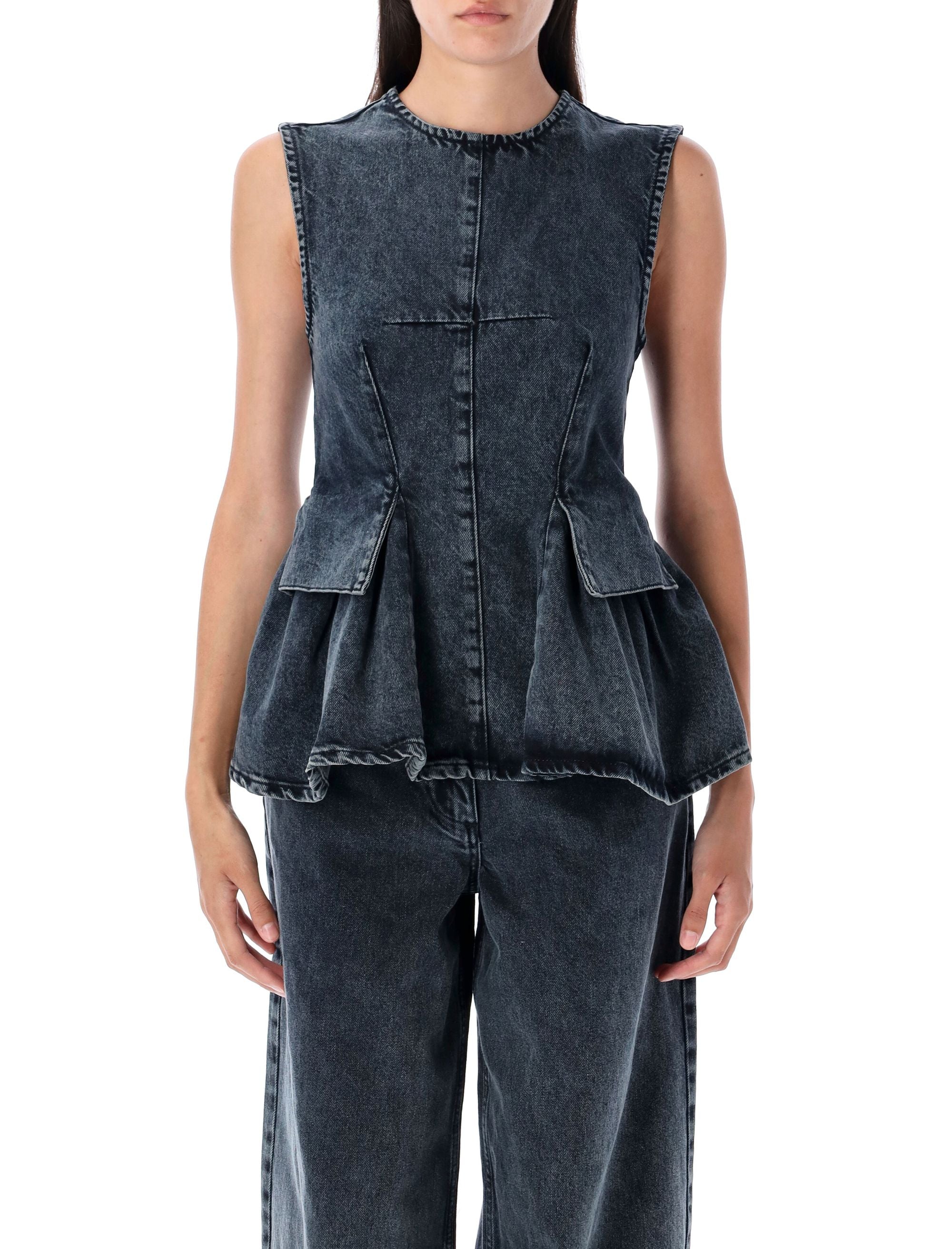 REMAIN Peplum Denim Top - Size 36