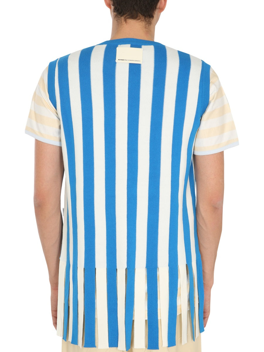 SUNNEI X ELEONORA BONUCCI V-Neck Sleeveless Striped Sweater for Men
