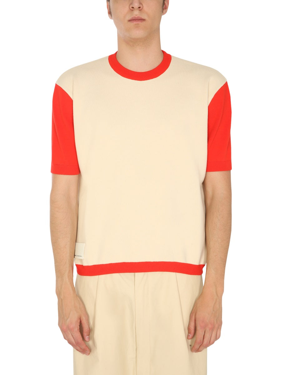 SUNNEI X ELEONORA BONUCCI Crew Neck T-Shirt with Contrasting Profiles for Men