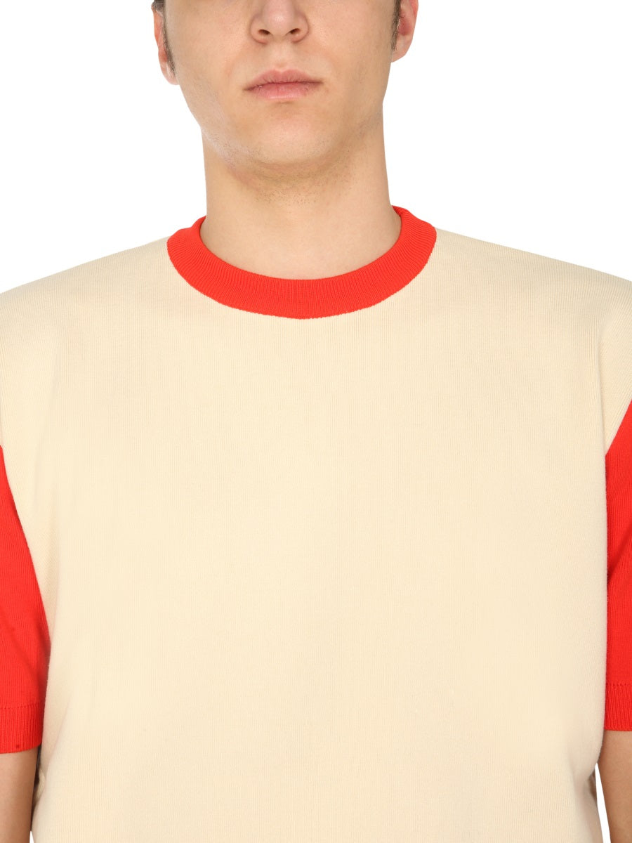 SUNNEI X ELEONORA BONUCCI Crew Neck T-Shirt with Contrasting Profiles for Men