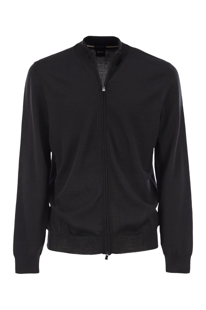 BOSS Men's Virgin Wool Zip Cardigan - Regular Fit