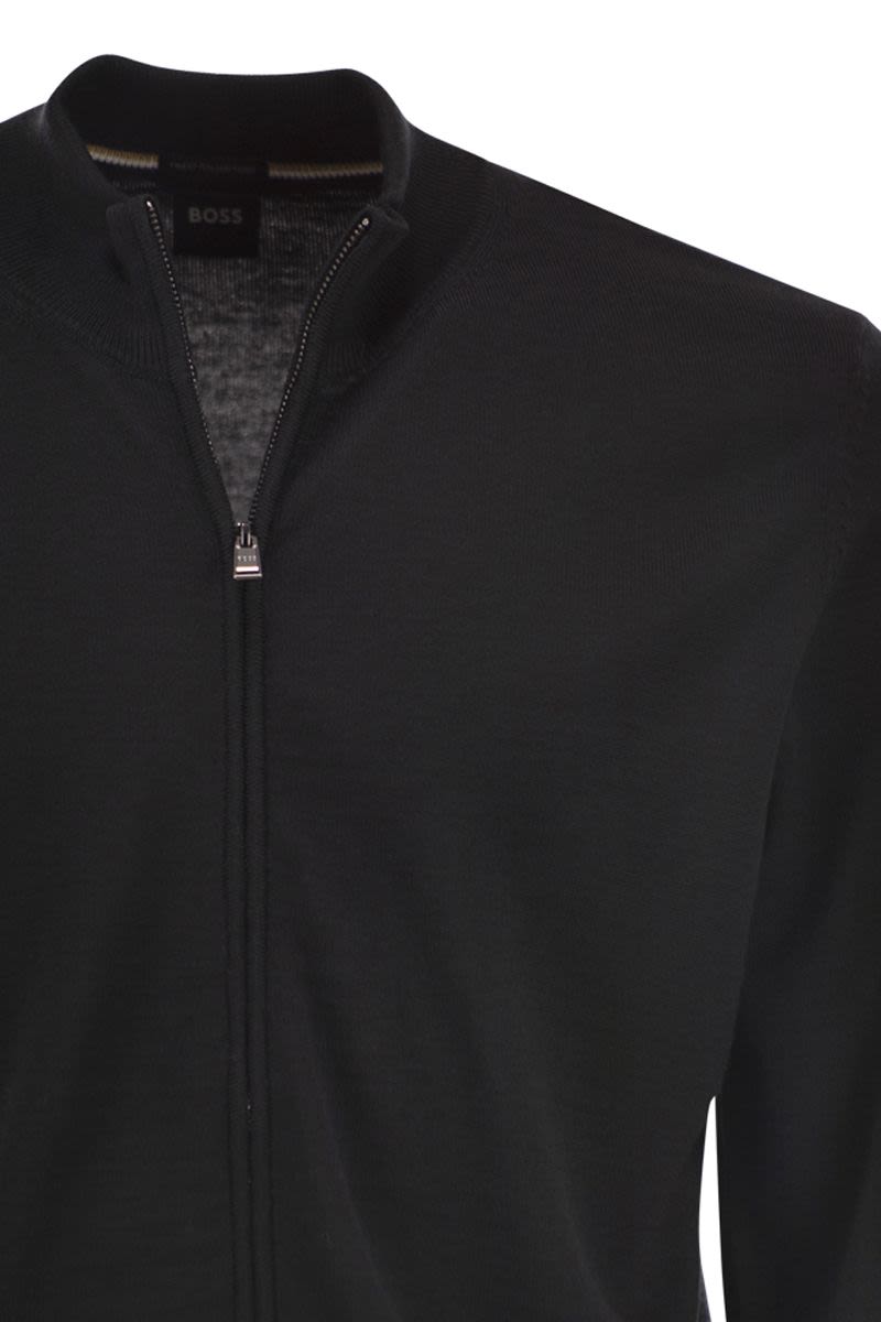 BOSS Men's Virgin Wool Zip Cardigan - Regular Fit