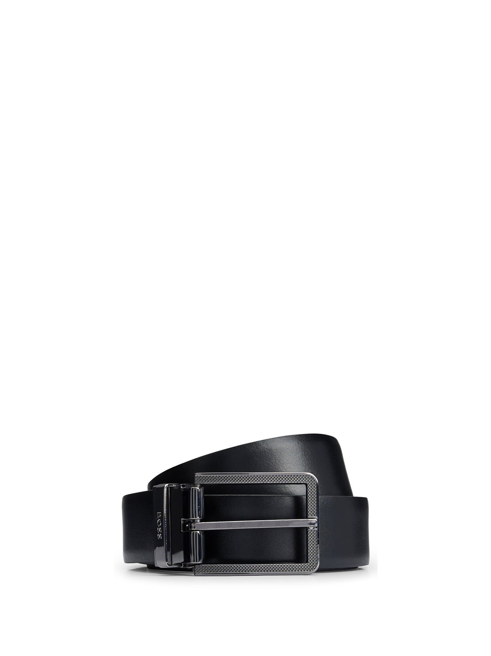 HUGO BOSS Men's Leather Belt with Logo Buckle