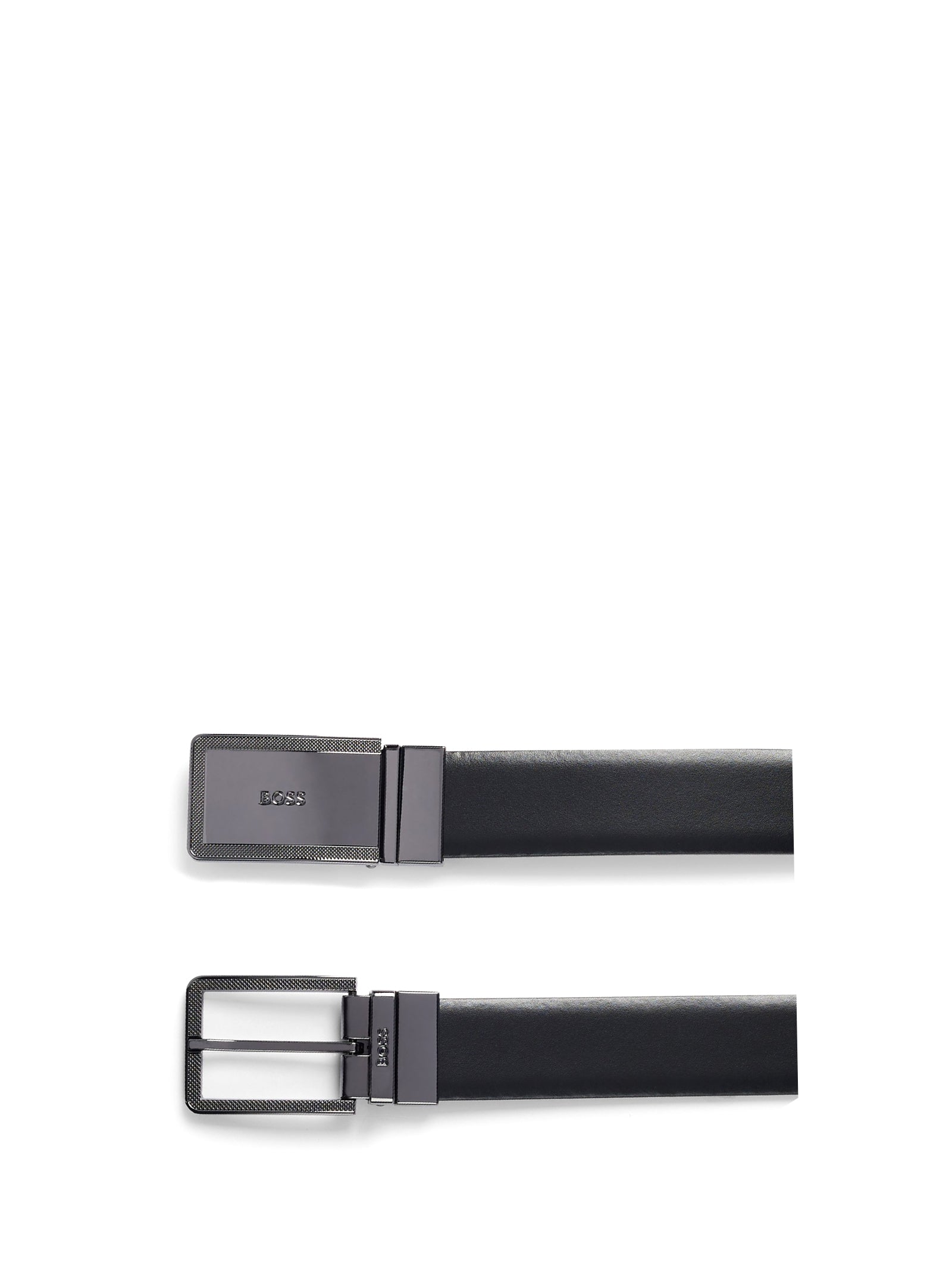 HUGO BOSS Men's Leather Belt with Logo Buckle
