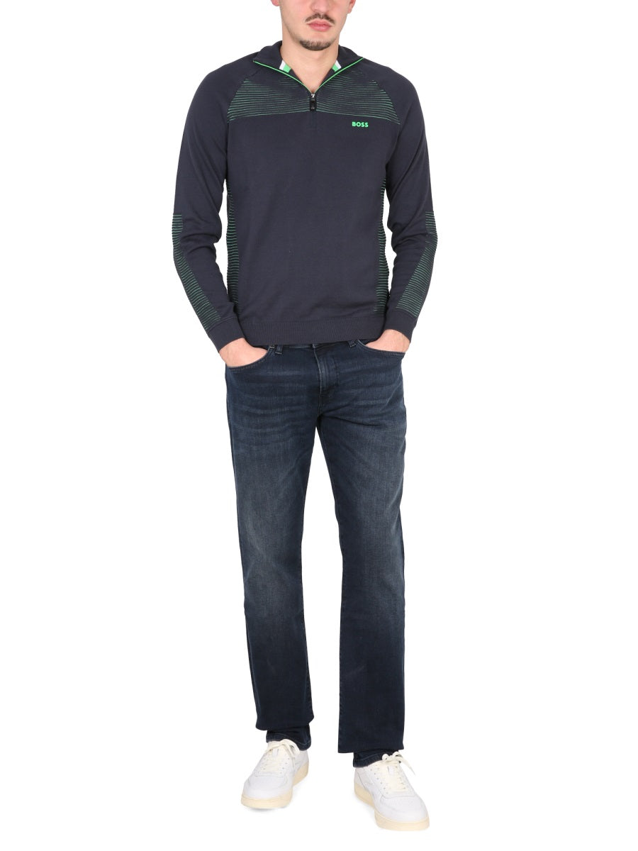 BOSS Men's High Neck Half Zipper T-Shirt