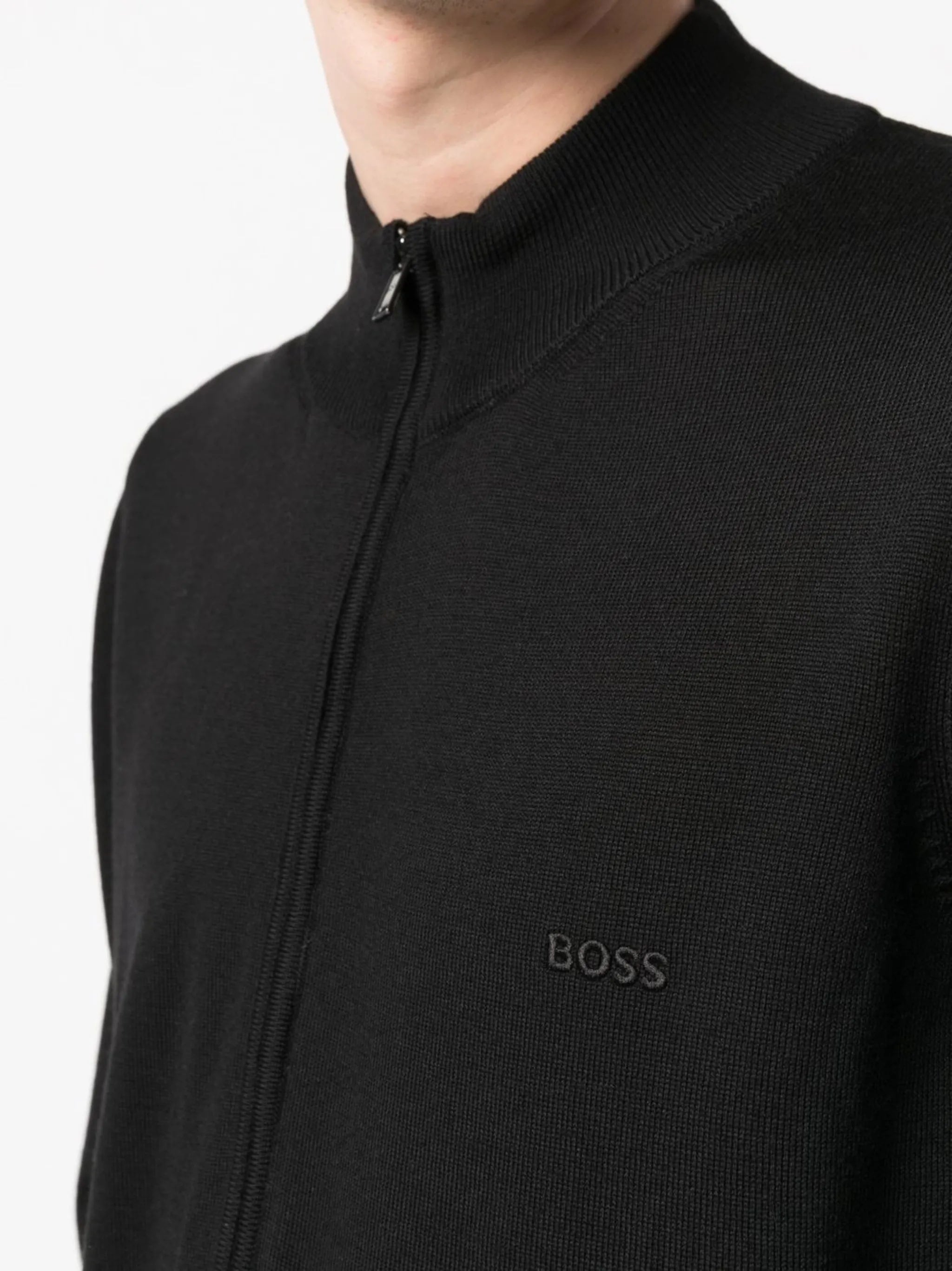 BOSS Men's Minimalist Zipper Cardigan in Virgin Wool