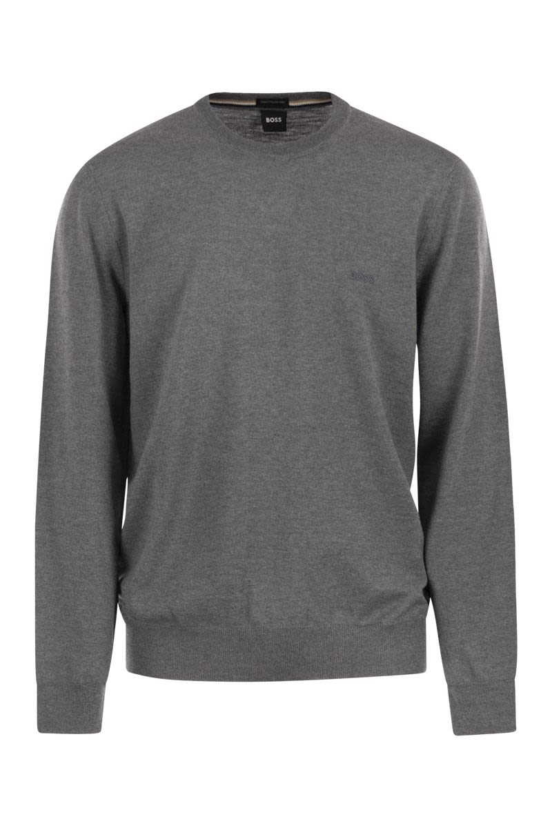 BOSS Regular Fit Virgin Wool Jumper with Embroidered Logo