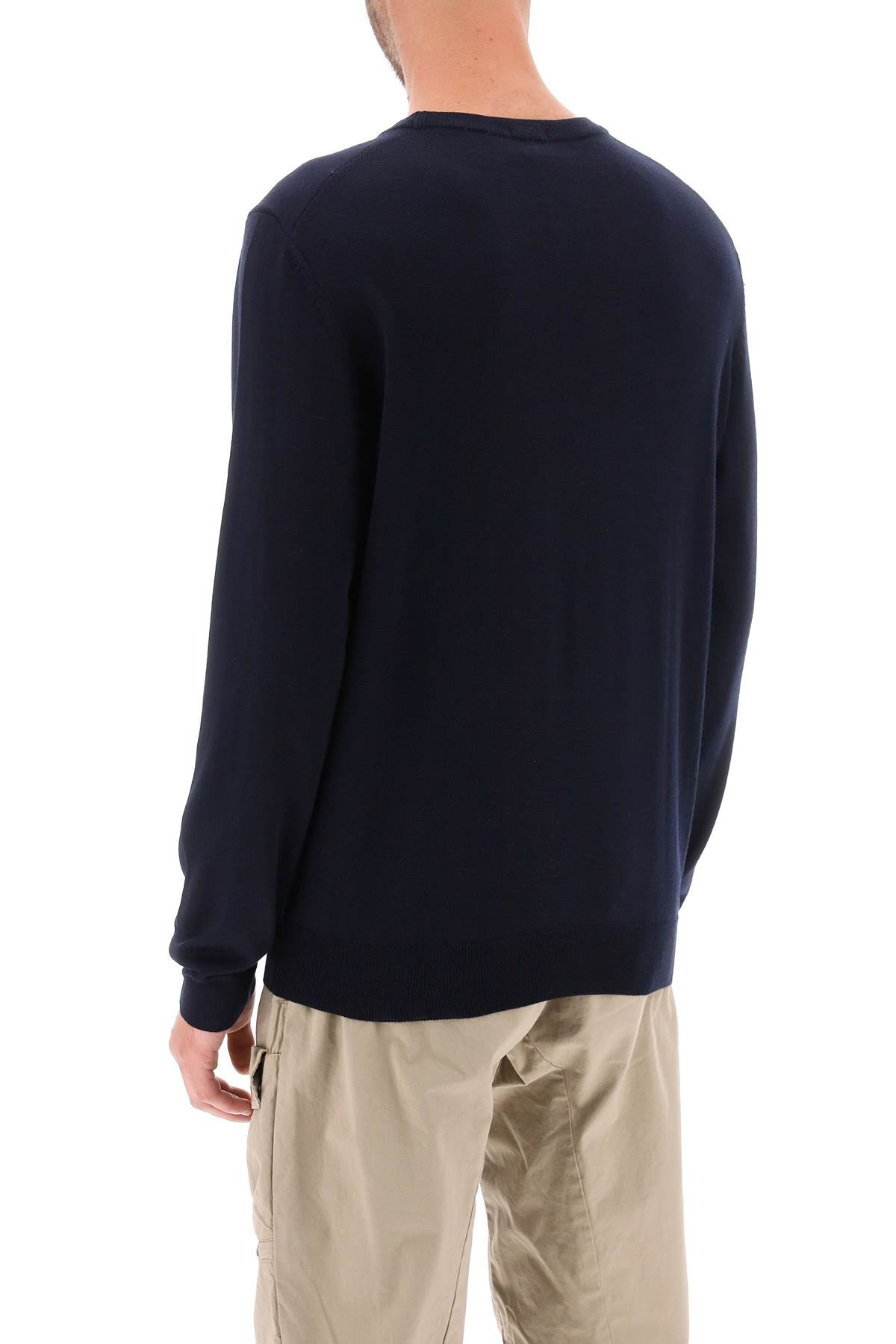 BOSS Men's Virgin Wool Sweater - Tone on Tone Embroidery