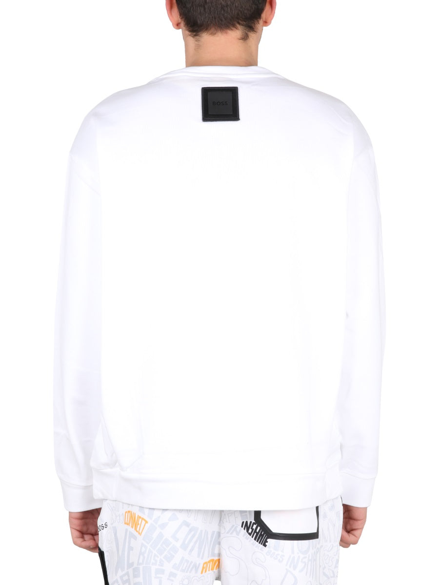 BOSS Crossneck Ribbed Collar Sweatshirt
