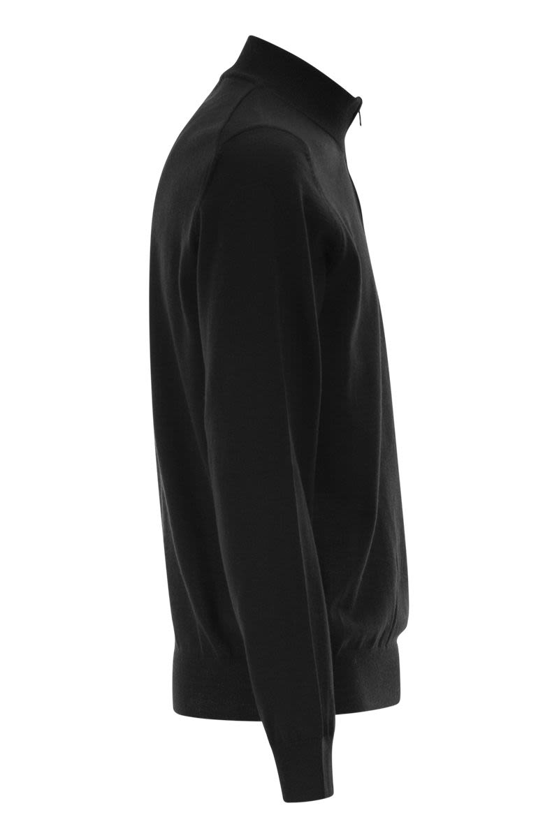 BOSS Men's Virgin Wool Jumper with Zip Collar