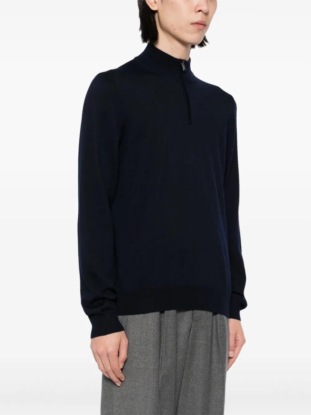 BOSS Men's Virgin Wool Jumper with Zip Collar