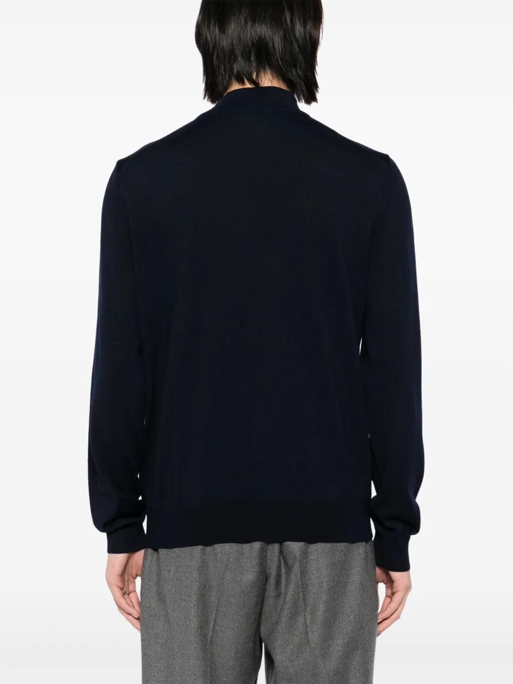 BOSS Men's Virgin Wool Jumper with Zip Collar