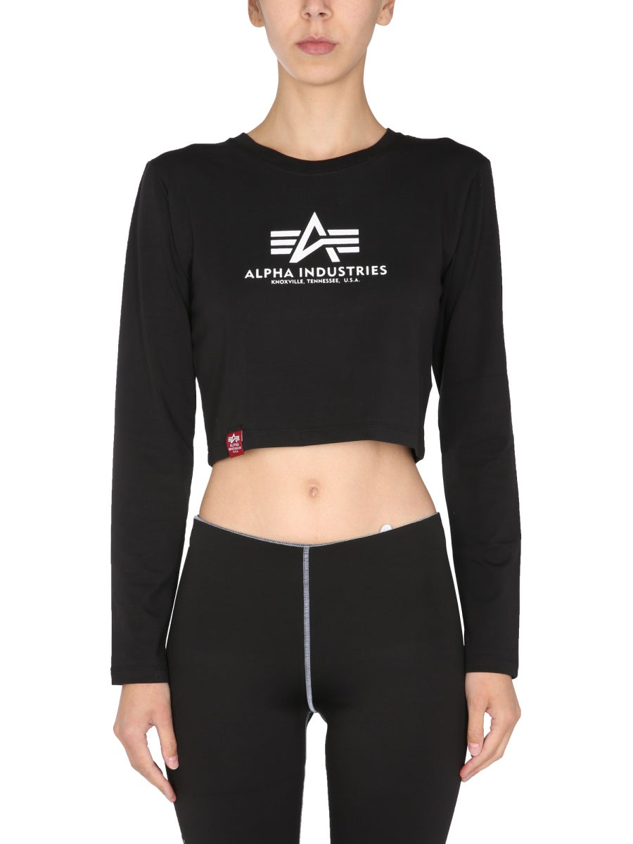 ALPHA INDUSTRIES Women's Cropped Fit Long Sleeve T-Shirt