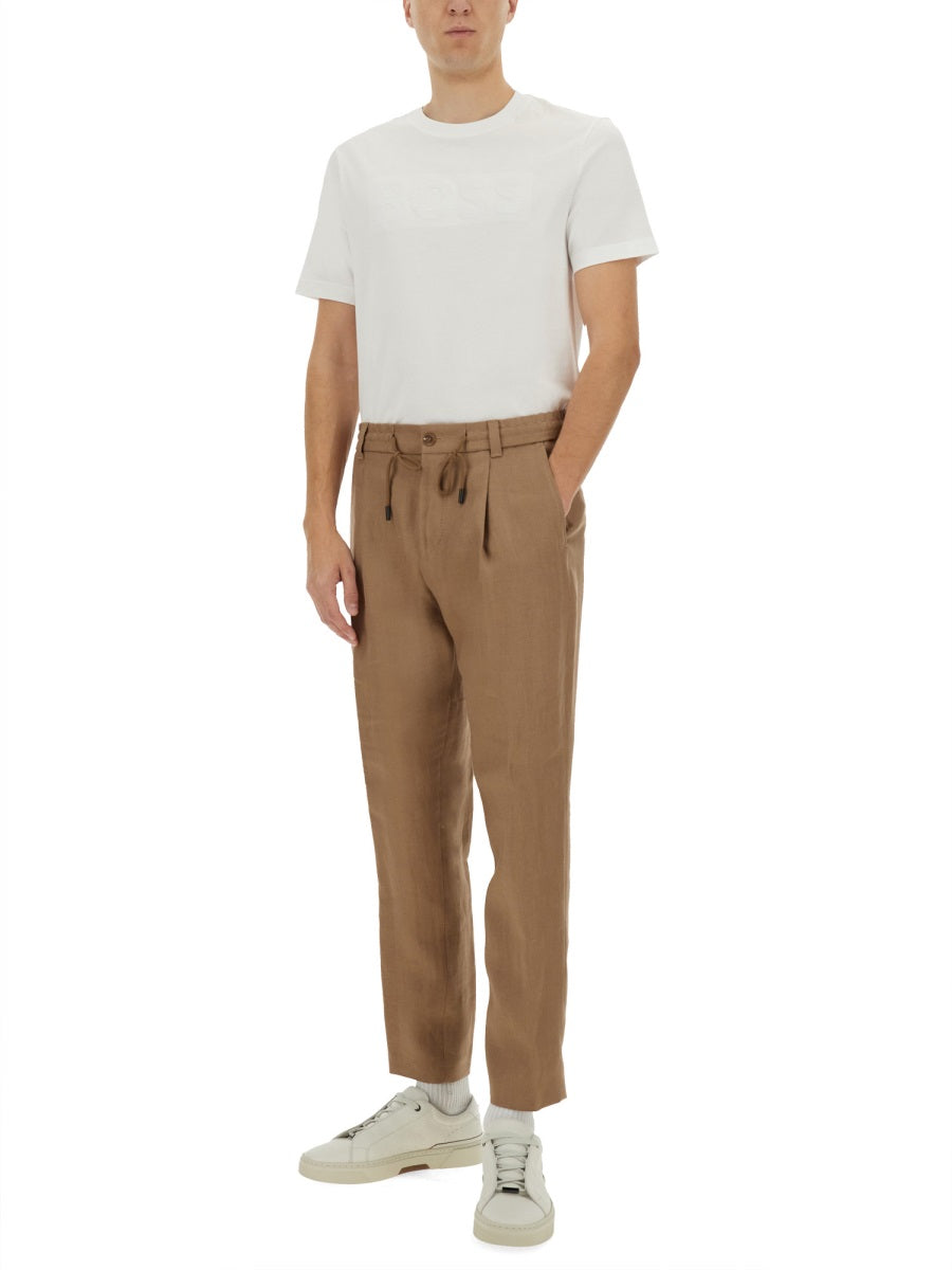 BOSS CAMEL Linen Trousers for Men - Size 48