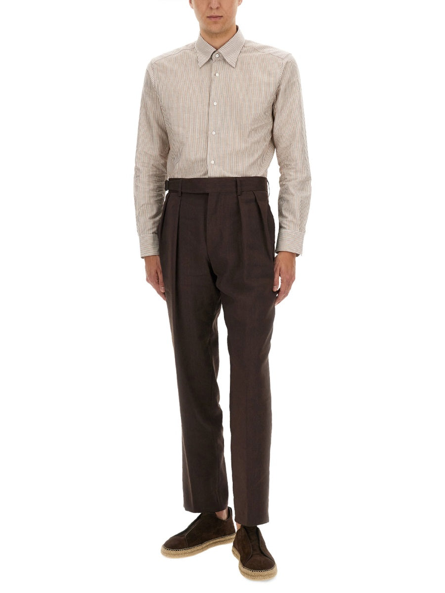 BOSS CAMEL Linen Port Pants - Size 48