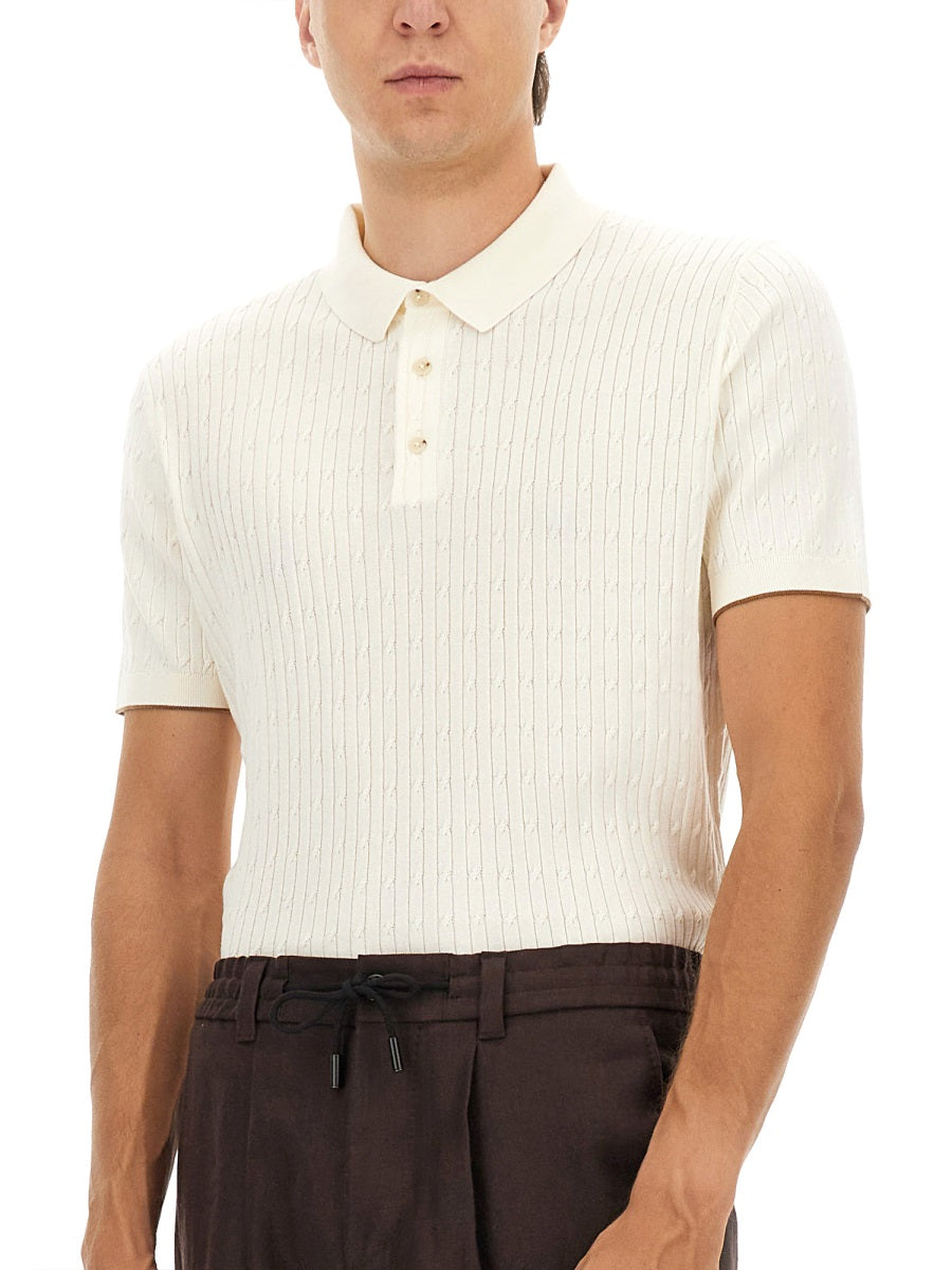 BOSS Silk and Cotton Braided Polo Shirt - Size L