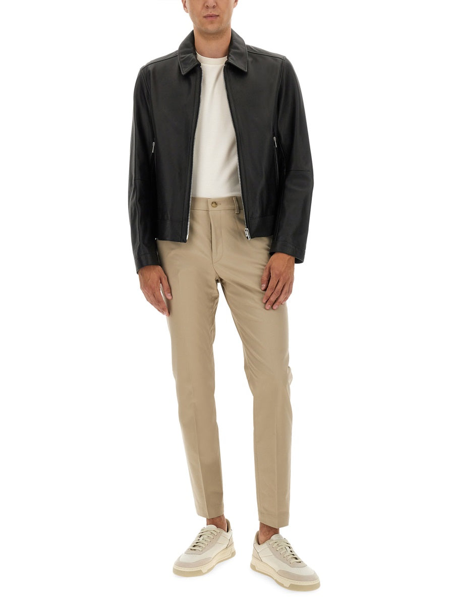 BOSS Men's Leather Jacket - Size 48