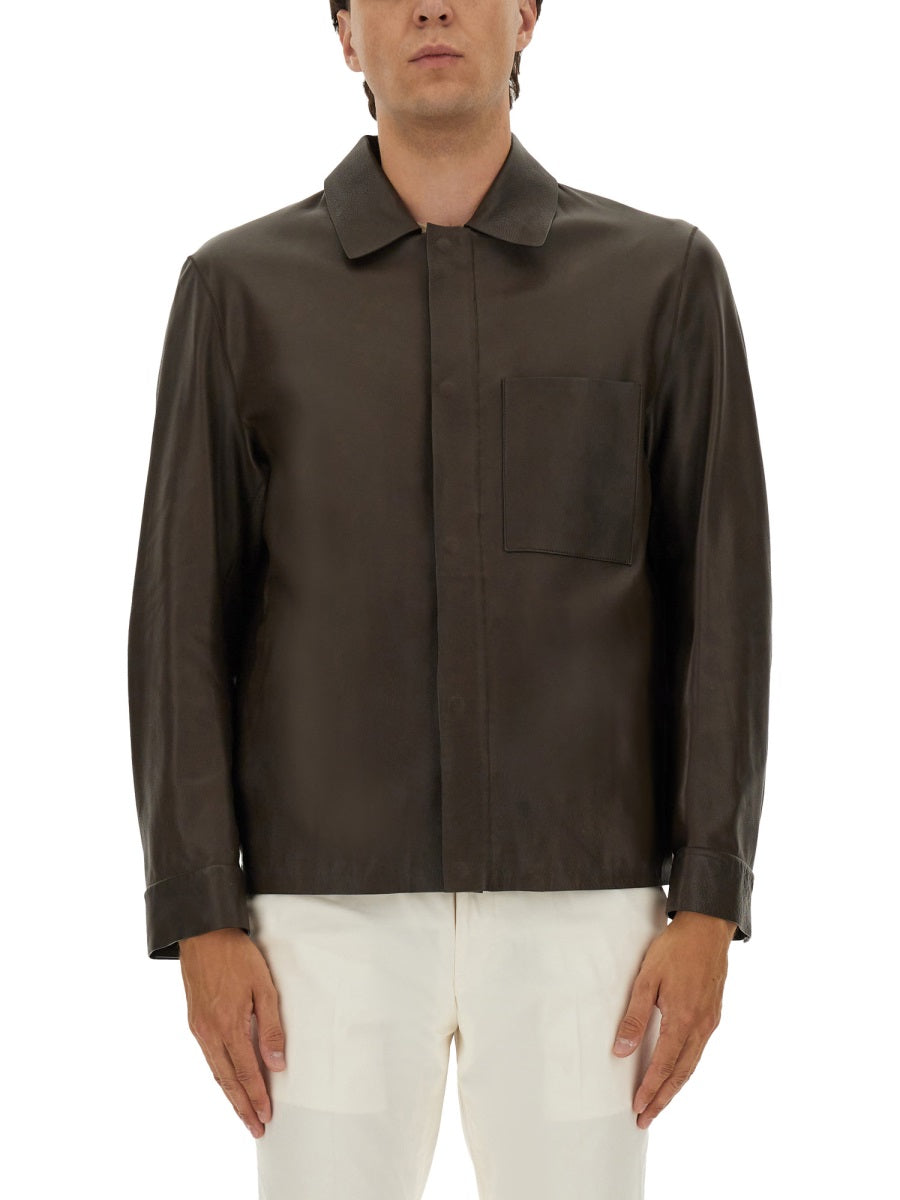 BOSS Men's Leather Jacket - Size 48