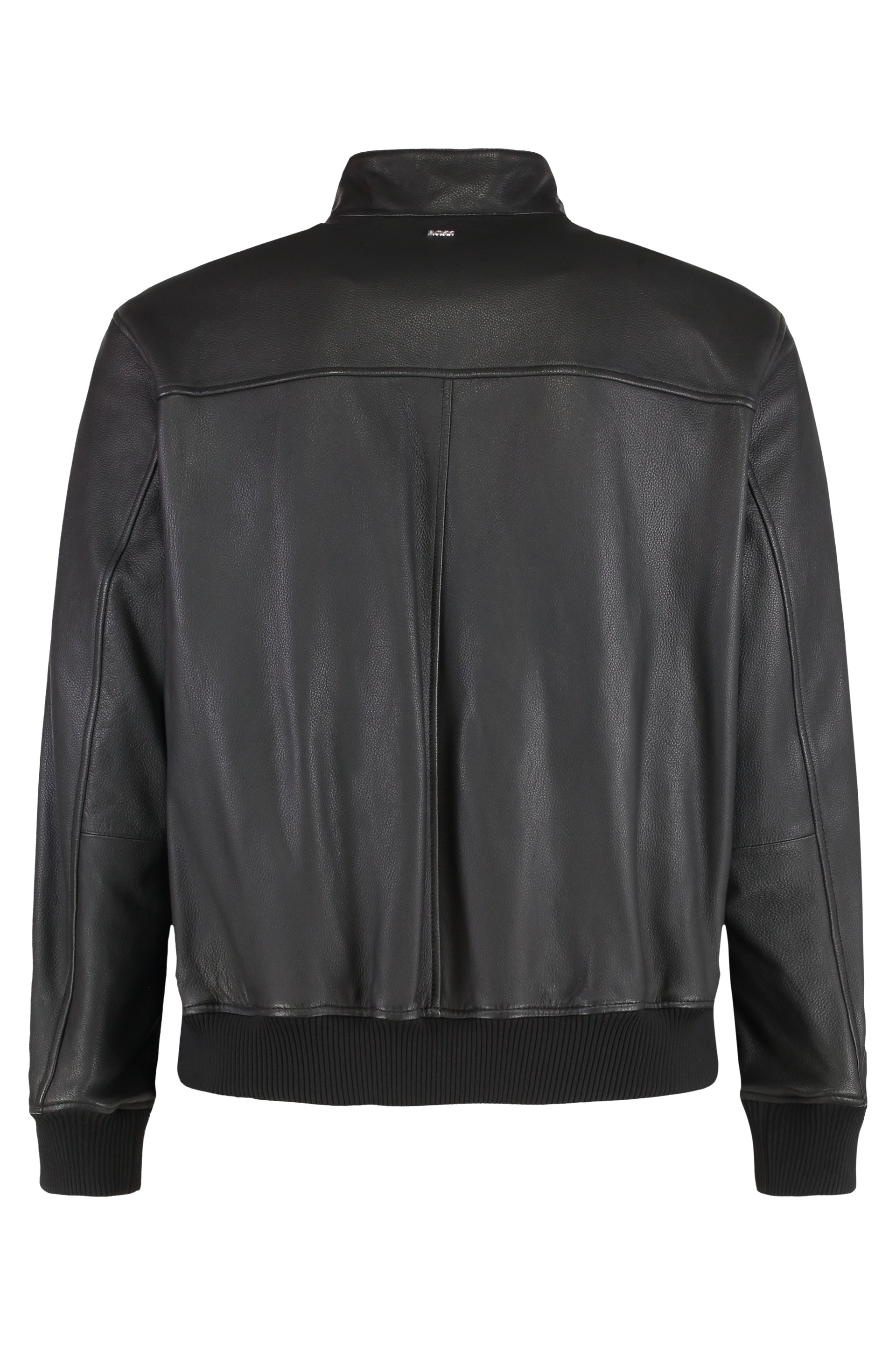 BOSS Premium Leather Jacket with Ribbed Knit Cuffs - FW25
