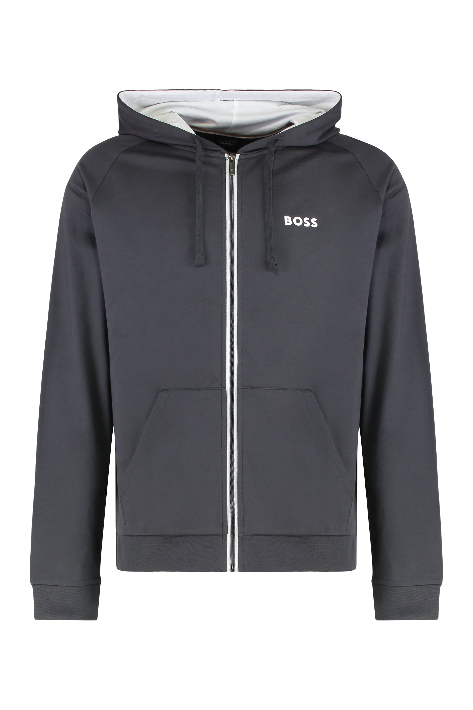BOSS Hooded Terry Sweatshirt with Zipper for Men