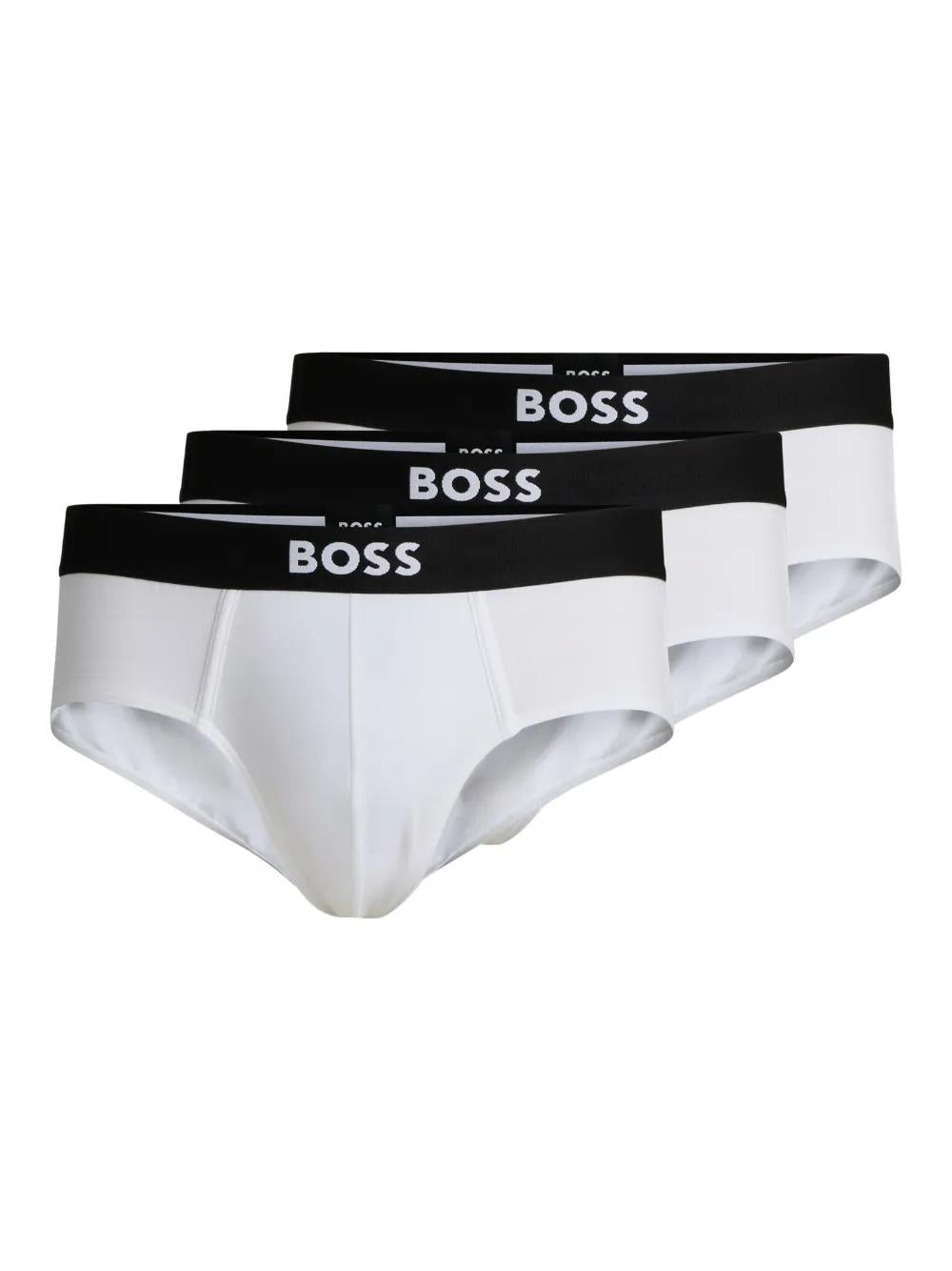 BOSS Set of Three Cotton Briefs with Logoed Elastic Band