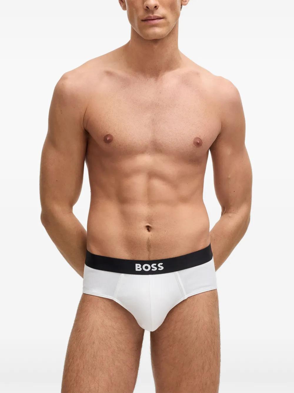 BOSS Set of Three Cotton Briefs with Logoed Elastic Band