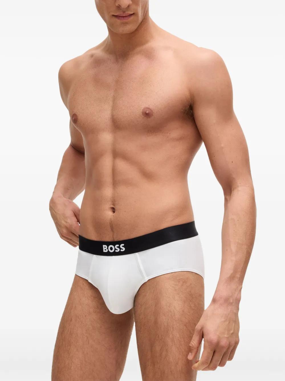 BOSS Set of Three Cotton Briefs with Logoed Elastic Band