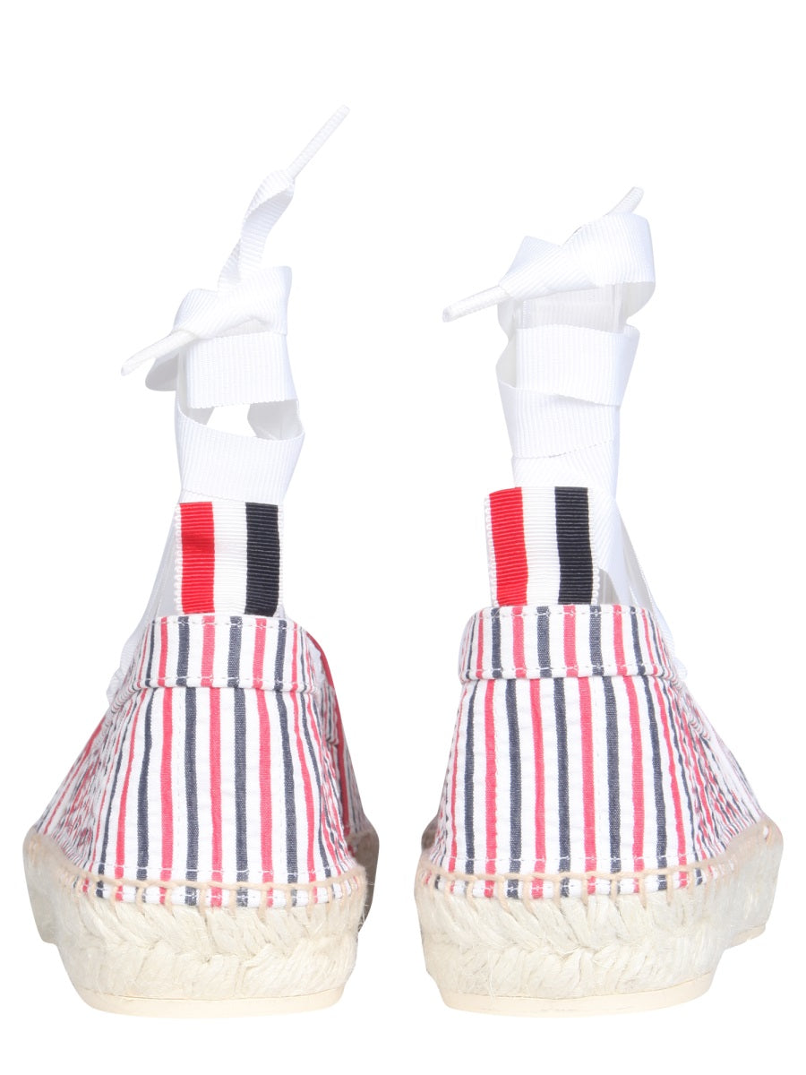 THOM BROWNE Seersucker Cotton Espadrilles for Women - SS21