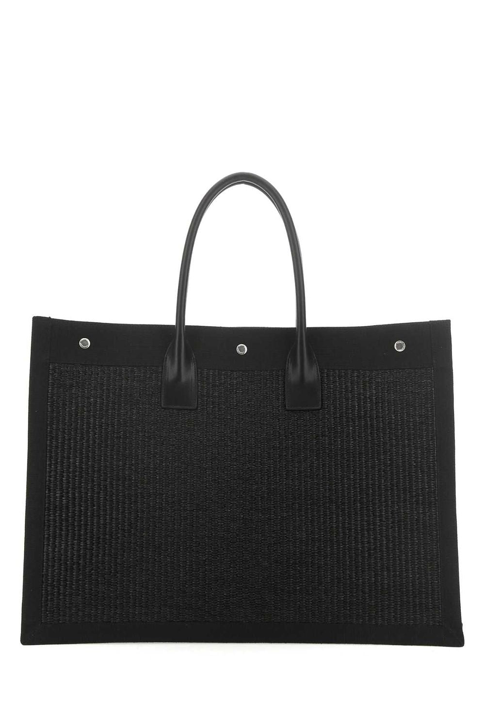SAINT LAURENT Canvas Tote Handbag with Leather Top Handles