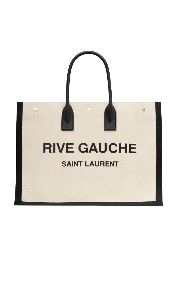 SAINT LAURENT Rive Gauche Canvas Tote Handbag - 48cm
