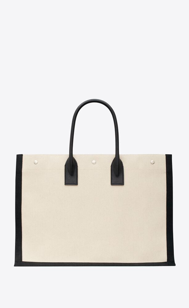 SAINT LAURENT Rive Gauche Canvas Tote Handbag - 48cm