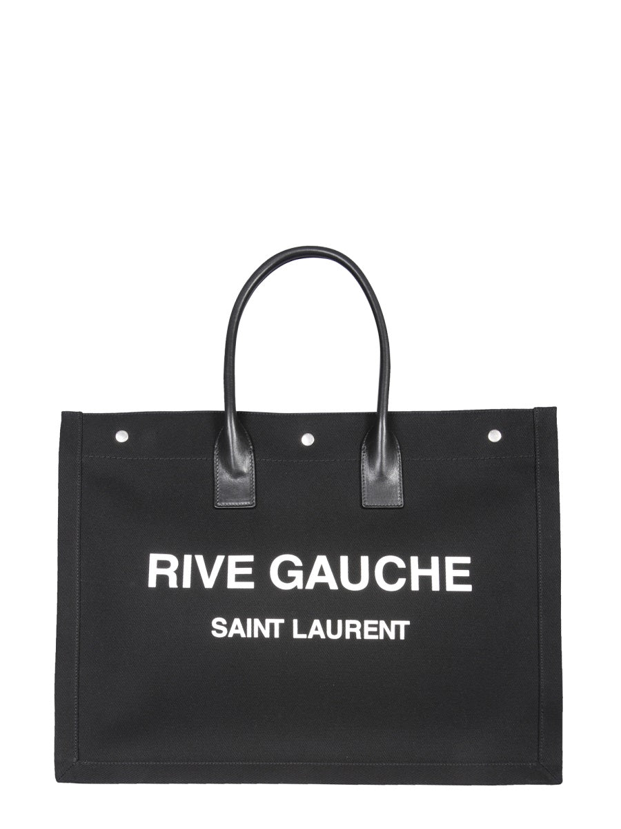 SAINT LAURENT Large Leather Tote Handbag with Top Handle