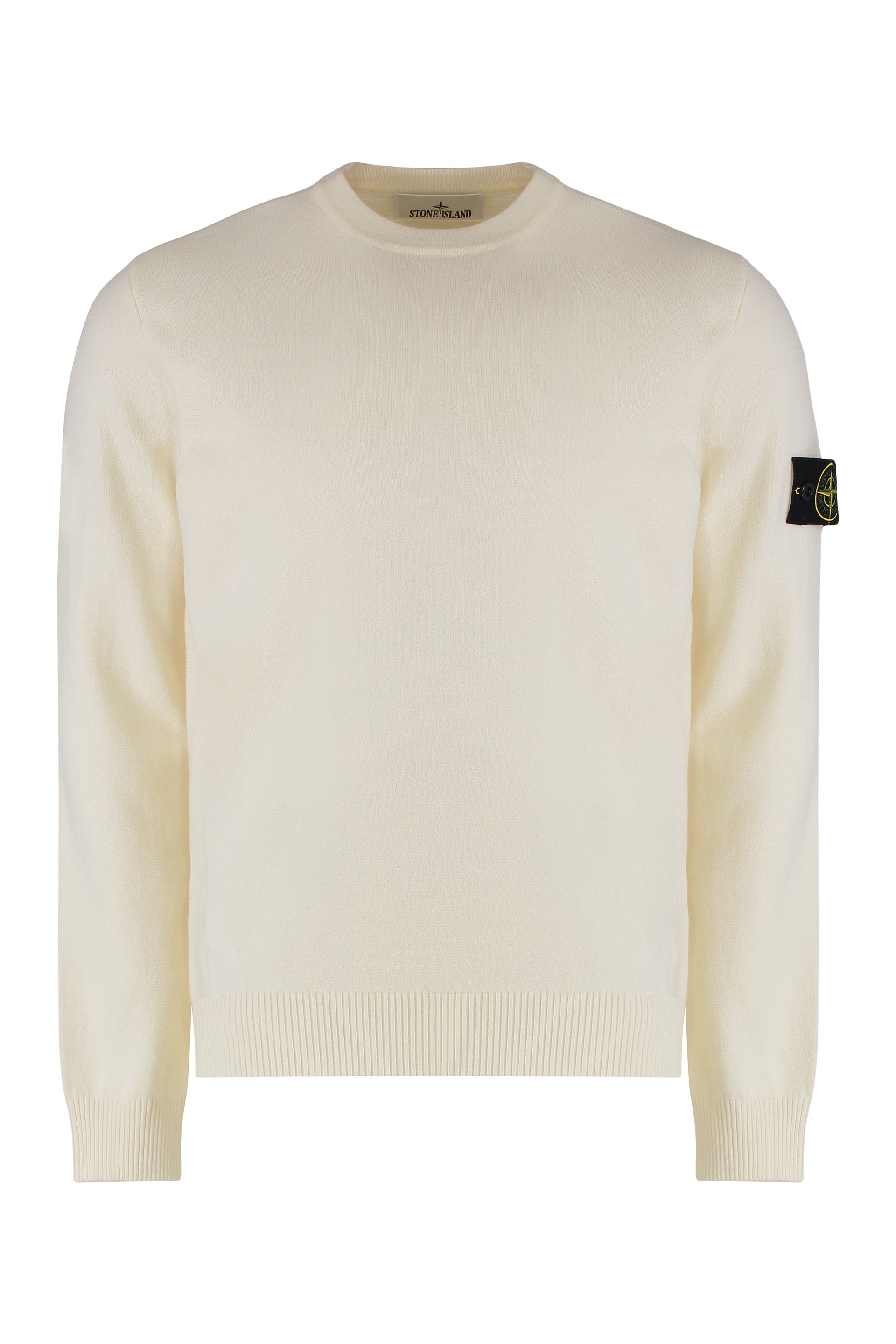 STONE ISLAND Men's Virgin Wool Crew-Neck Sweater with Removable Logo Patch