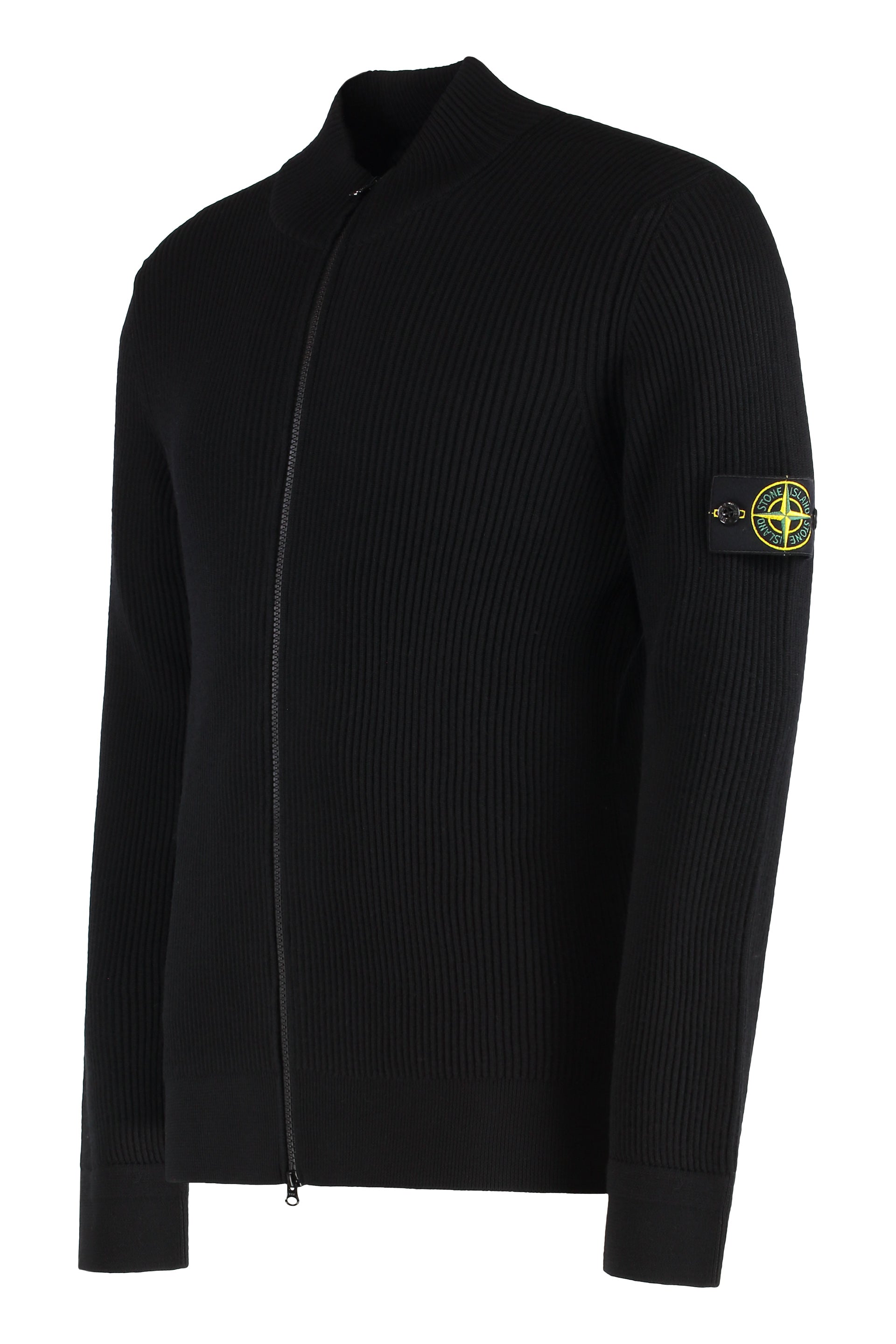 STONE ISLAND Modern Zip-Up Wool Sweater