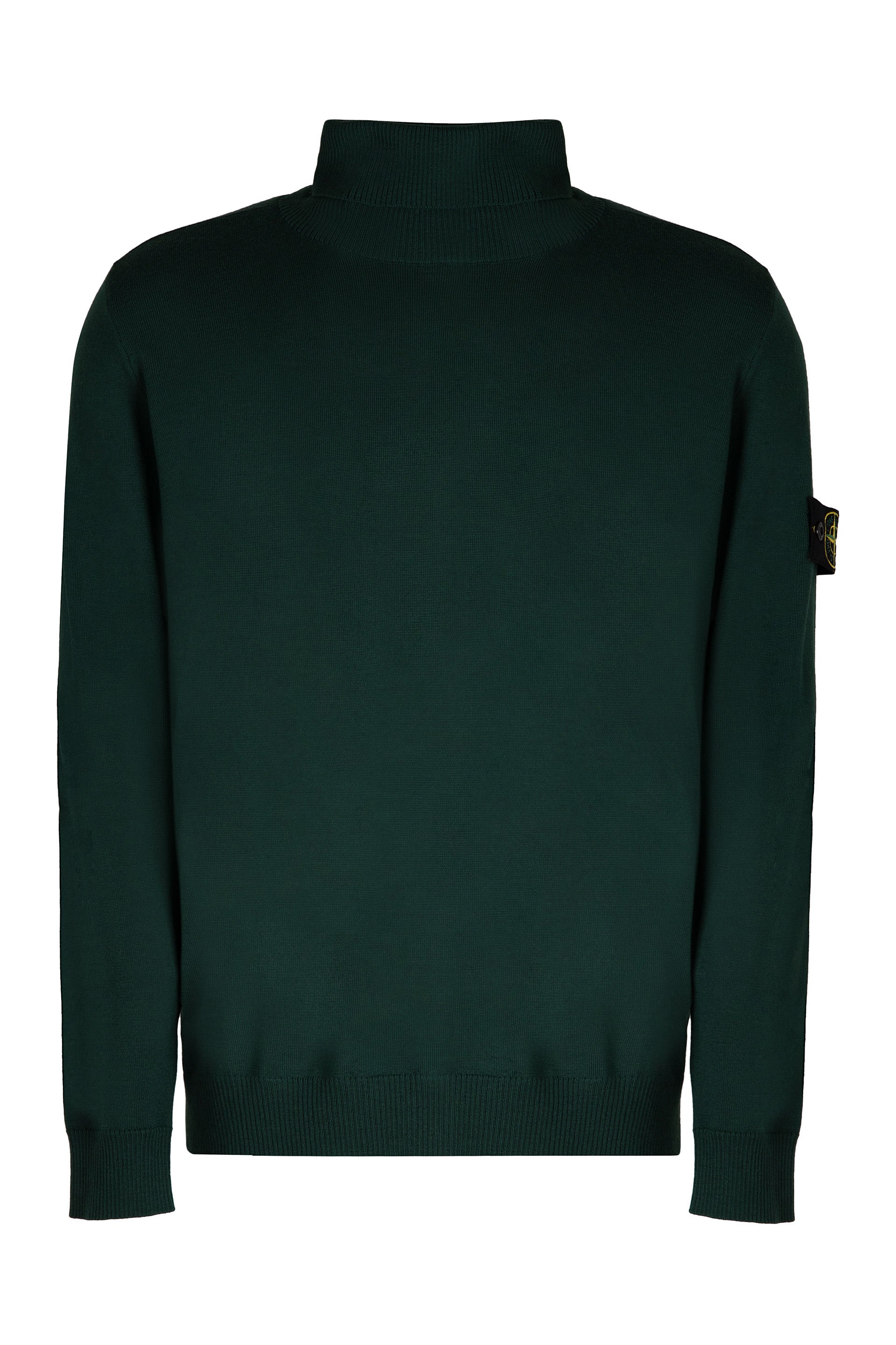 STONE ISLAND Men's Virgin Wool Turtleneck Sweater with Removable Logo Patch
