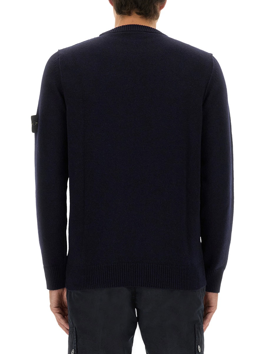 STONE ISLAND Wool-Blend Crew-Neck Sweater with Removable Logo Patch