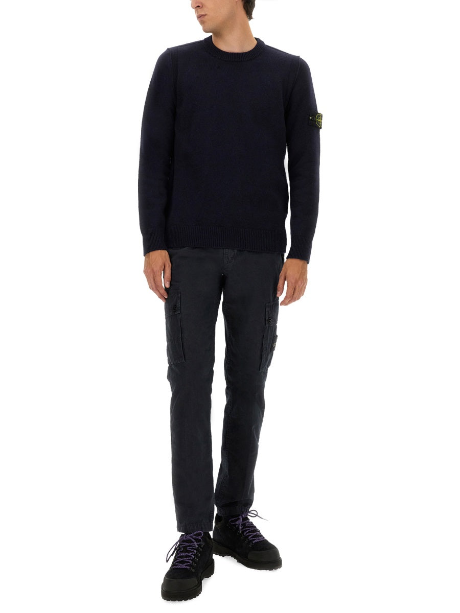 STONE ISLAND Wool-Blend Crew-Neck Sweater with Removable Logo Patch