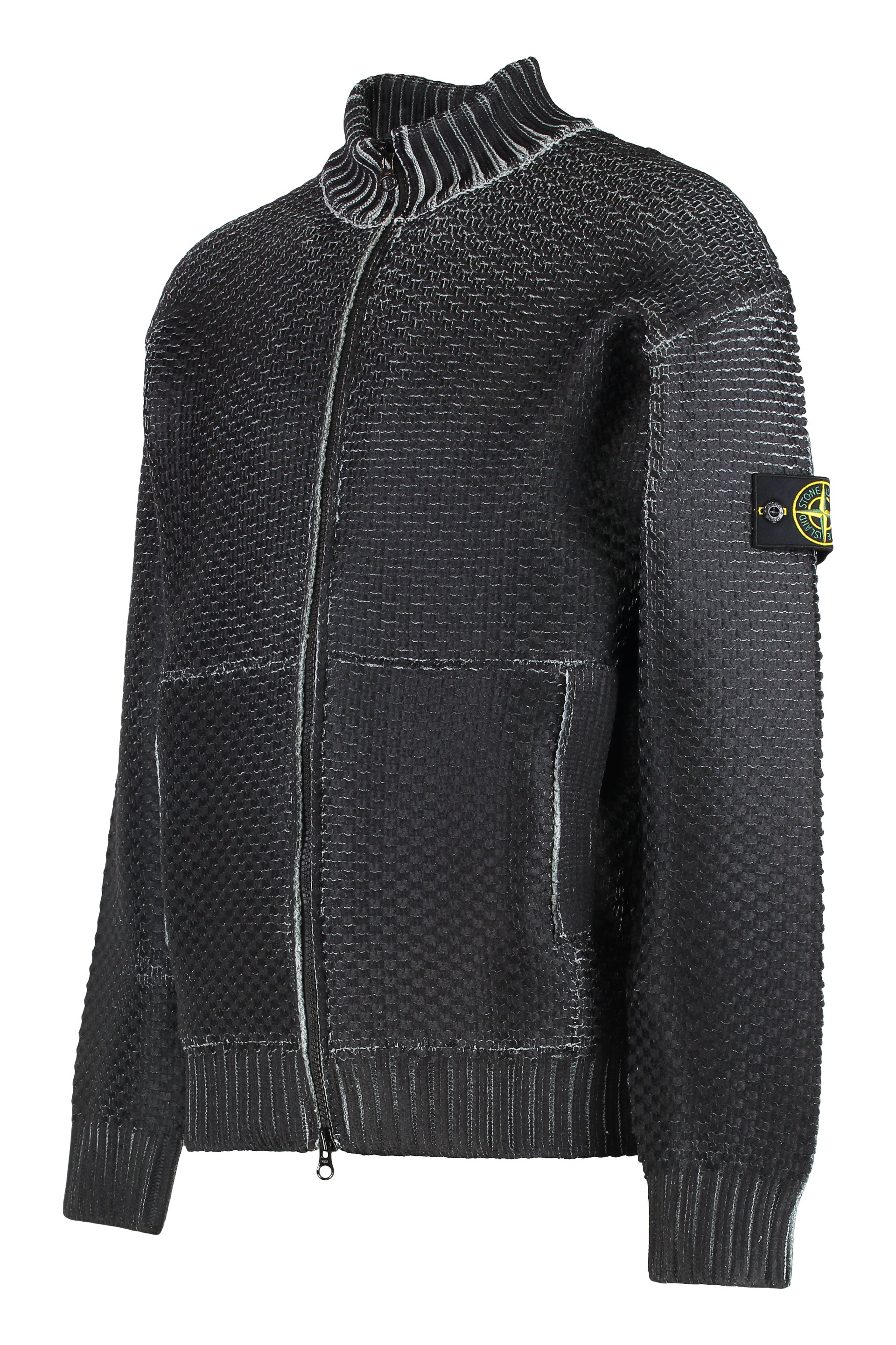 STONE ISLAND Stylish Zip-Up Sweater with Sublimation Print - Loose Fit