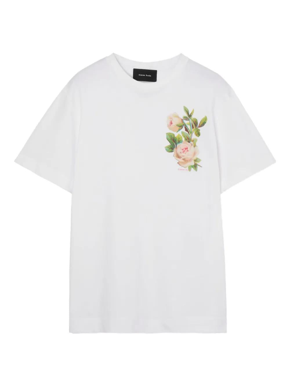 SIMONE ROCHA Rose Patterned Crew Neck Tee