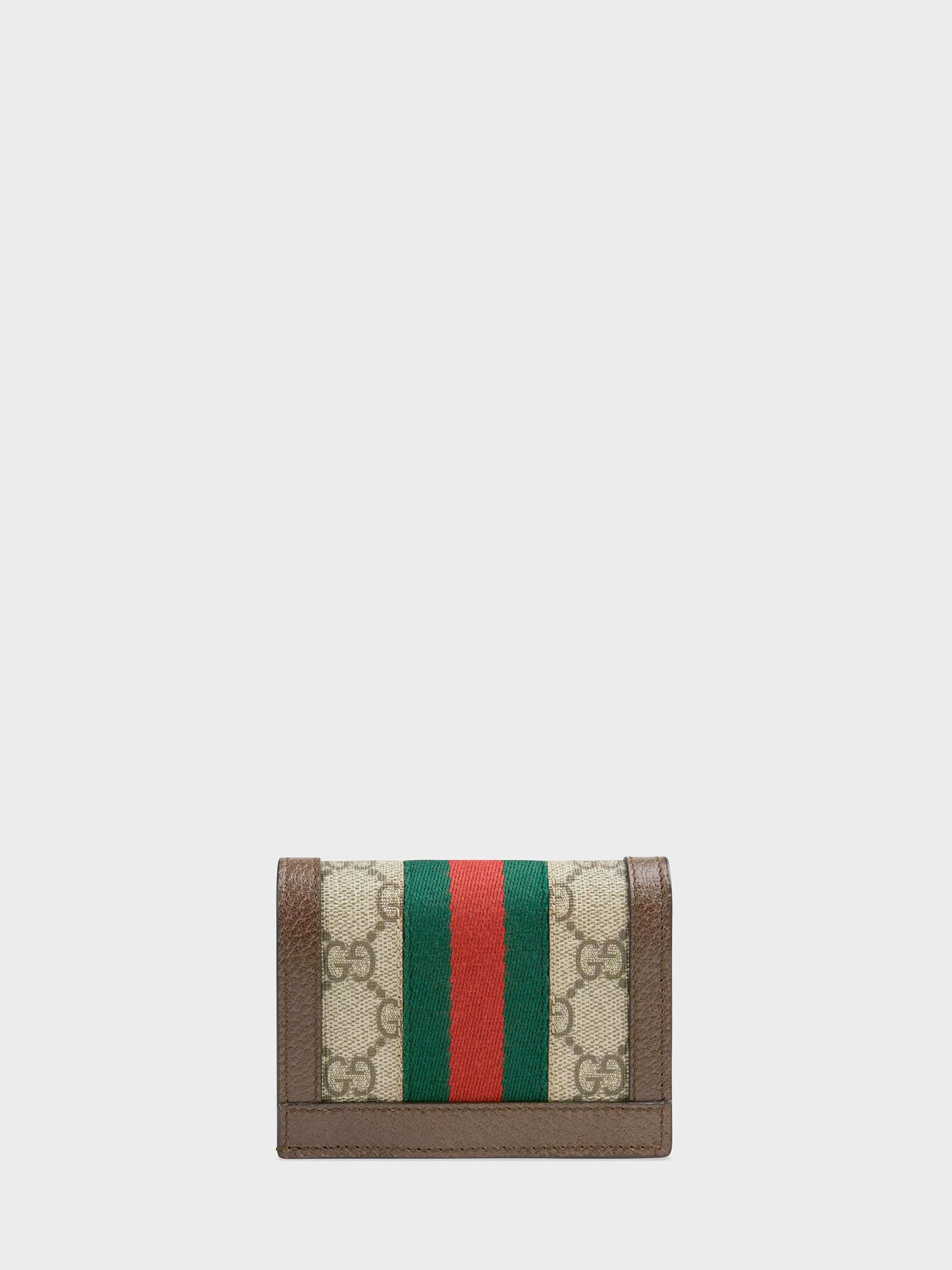 GUCCI Mini Leather Wallet with GG Supreme Textile